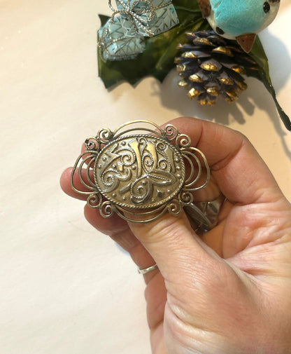 Broche vintage ethnique filigrane la friperie vintage 25