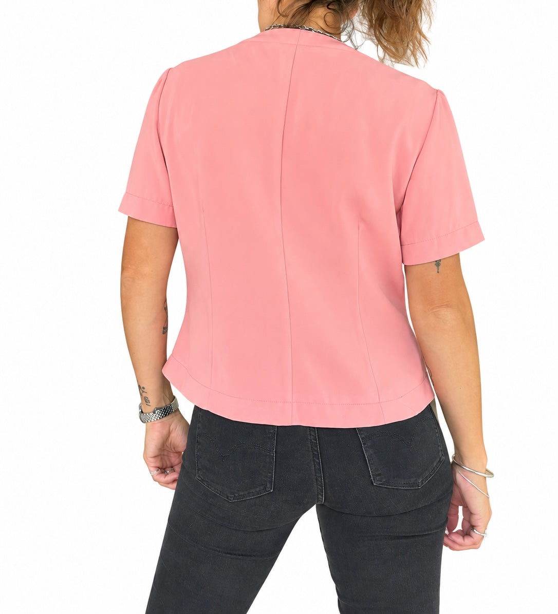 Veste vintage rose manches courtes