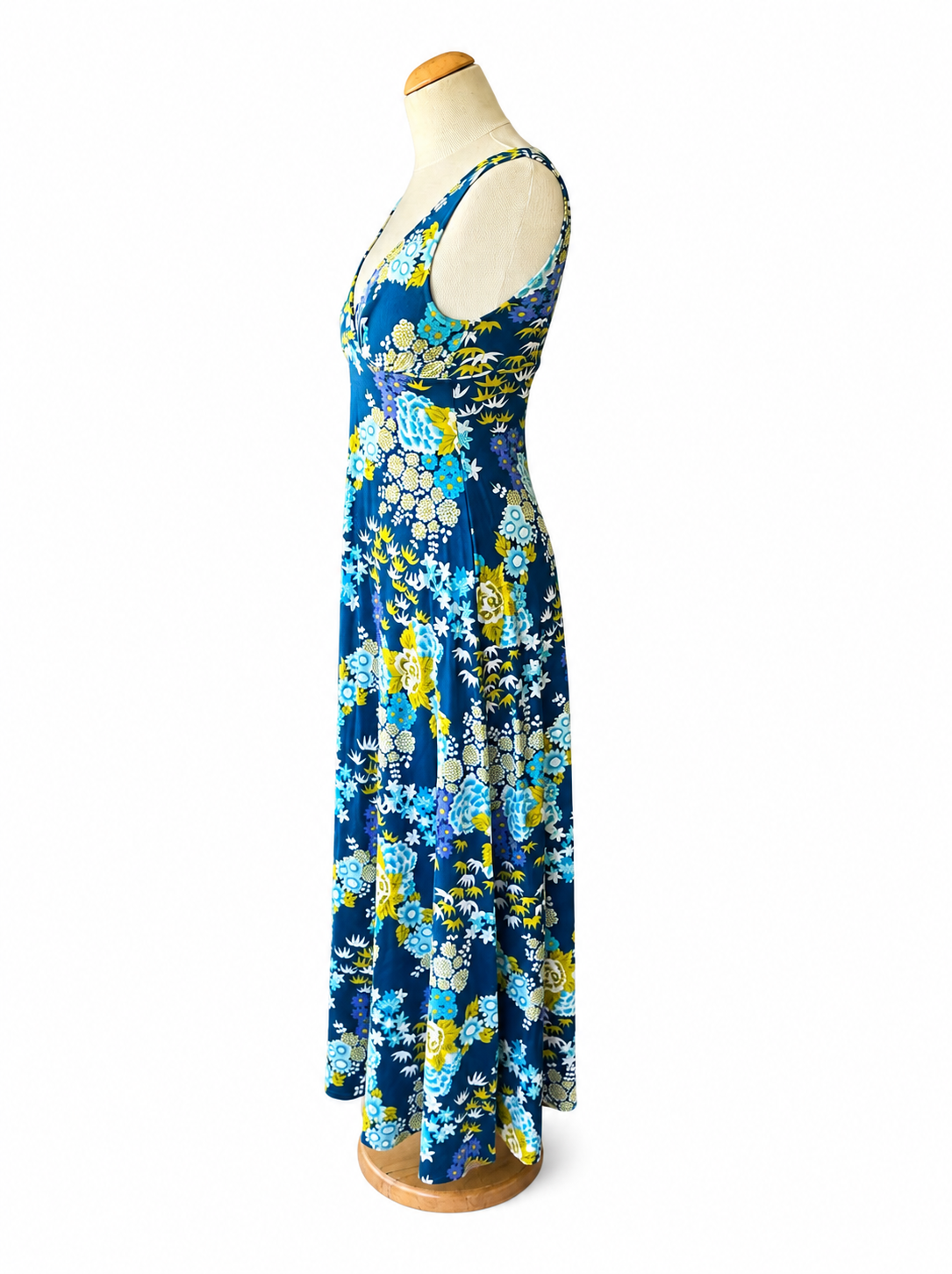 Robe longue imprimé floral bleu
