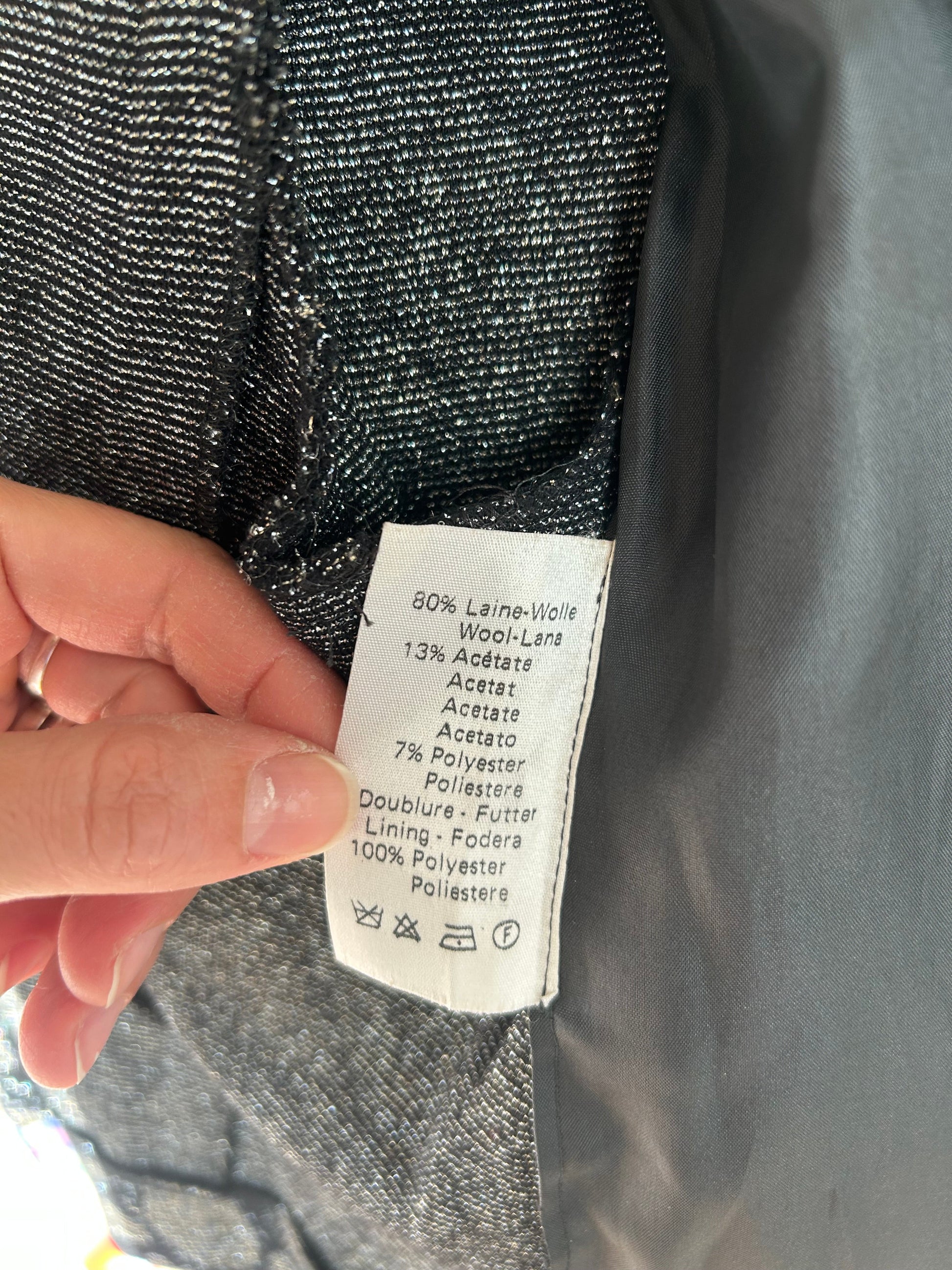 Veste jacquard noir argent pailletée vintage la friperie vintage 25
