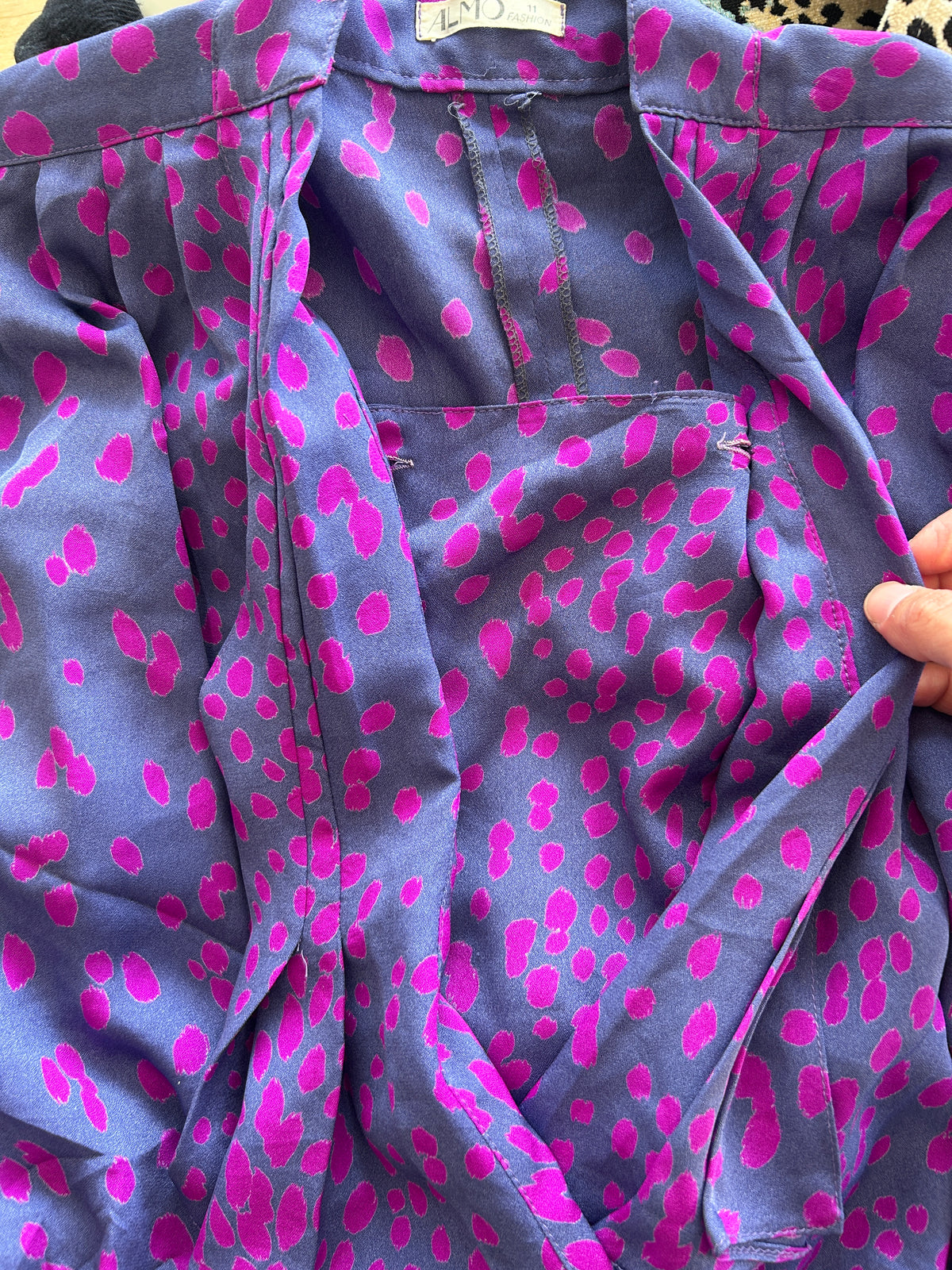 Blouse vintage trompe l’œil fushia
