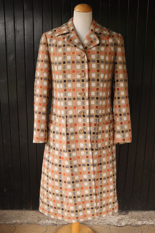 Manteau long Weill 70’s orange marron la friperie vintage 25