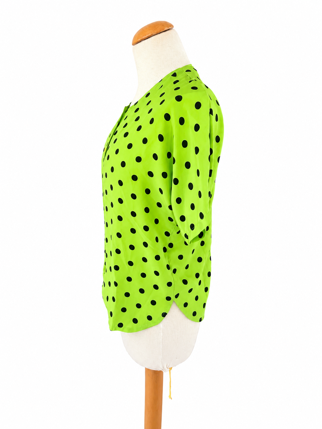 Chemisier vintage vert pois noirs