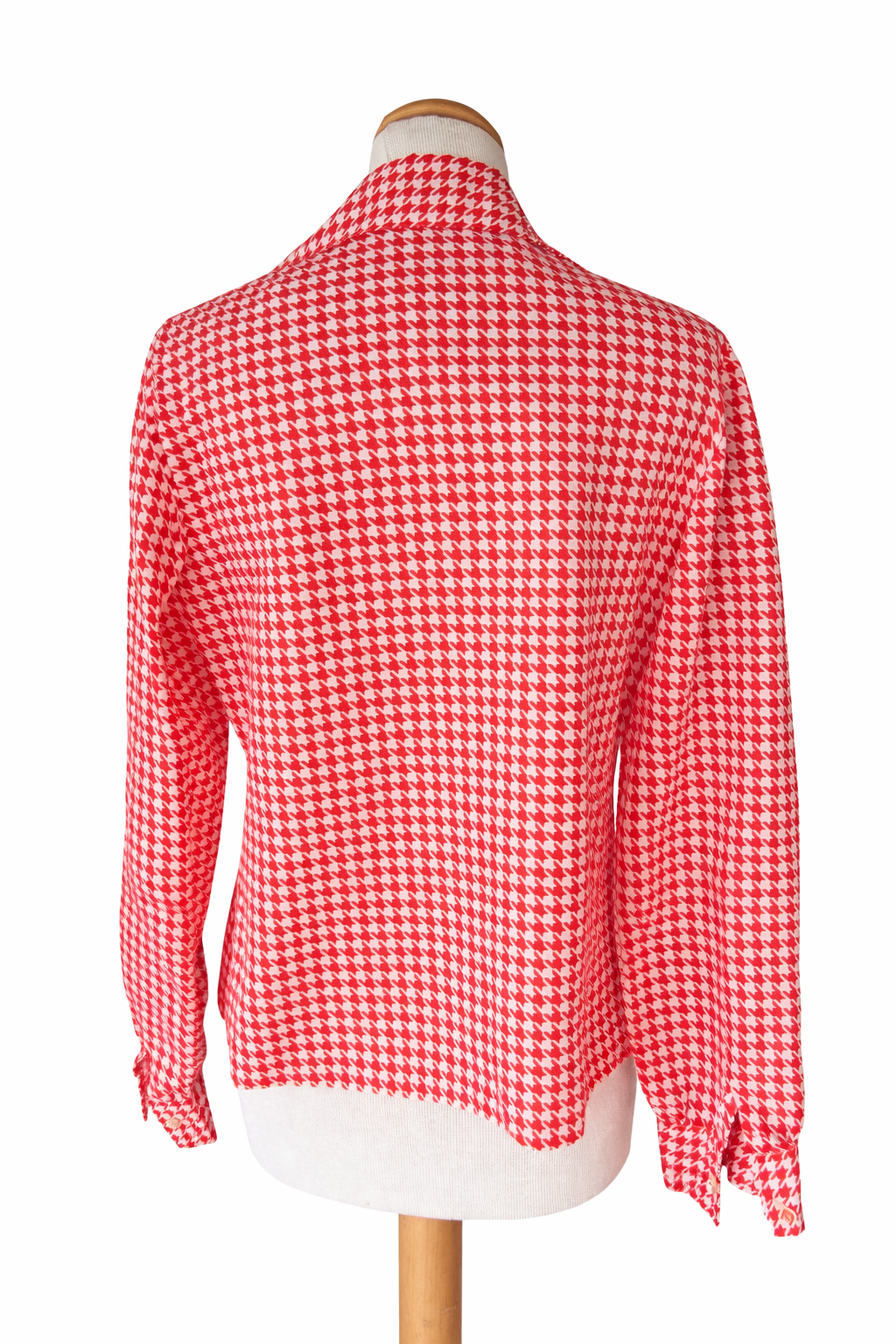 Blouse vintage pied-de-poule rouge et blanc