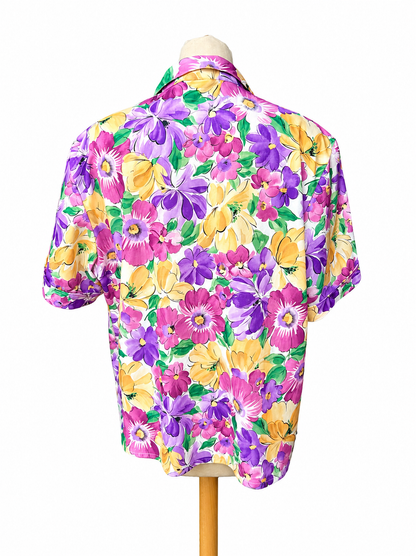 Chemisier fleuri violet vintage