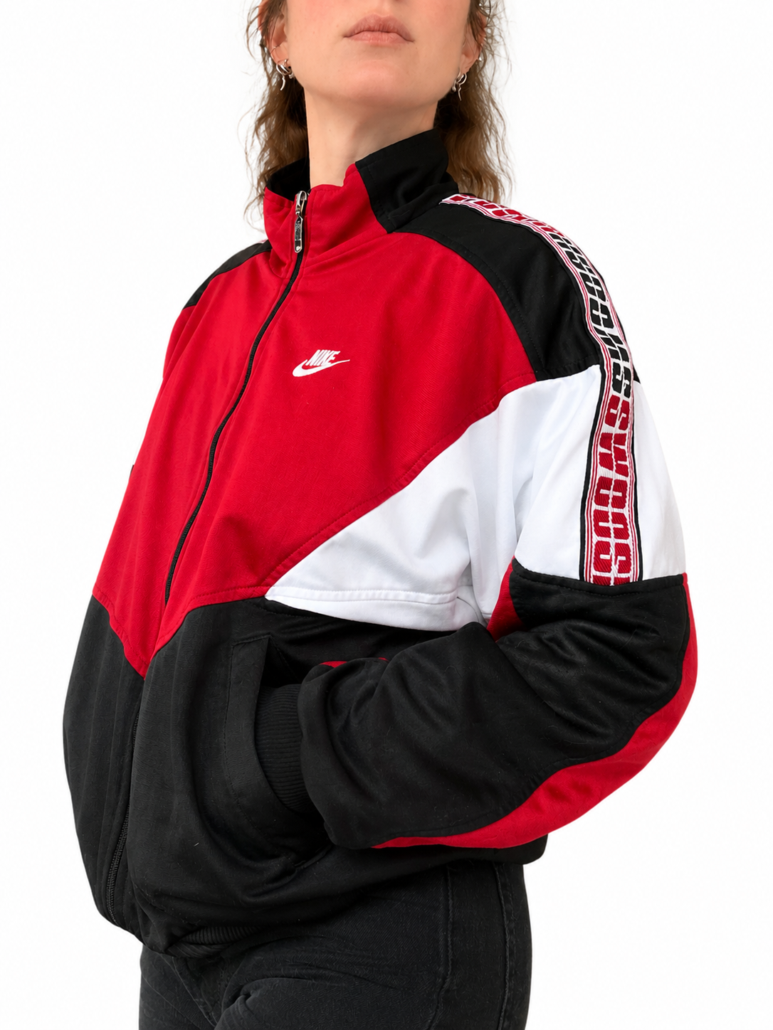 Veste Nike vintage zippée rouge noir 90