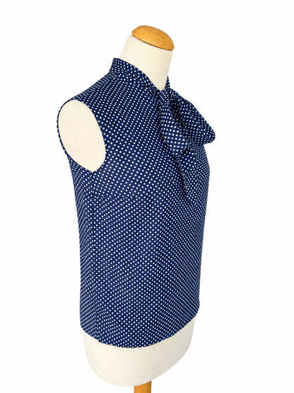 Chemisier vintage à pois bleu