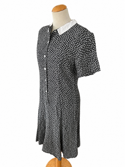 Robe noire motifs fleuris vintage