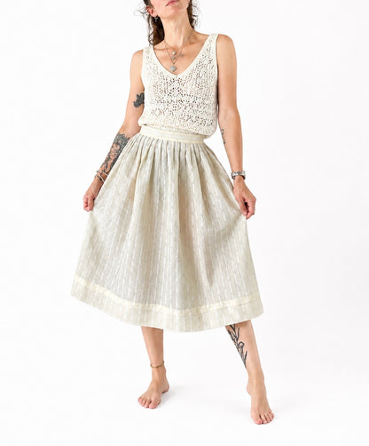 Jupe midi vintage brodé écru