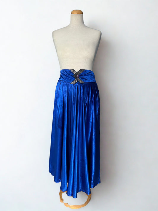 Jupe vintage bleu électrique taille haute – Made in France