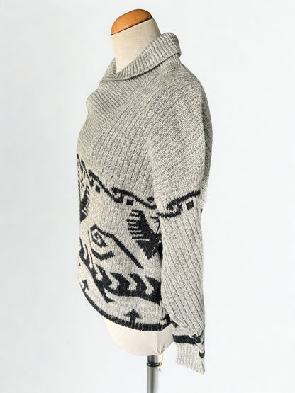 Pull vintage col châle motifs ethnique mixte la friperie vintage 25