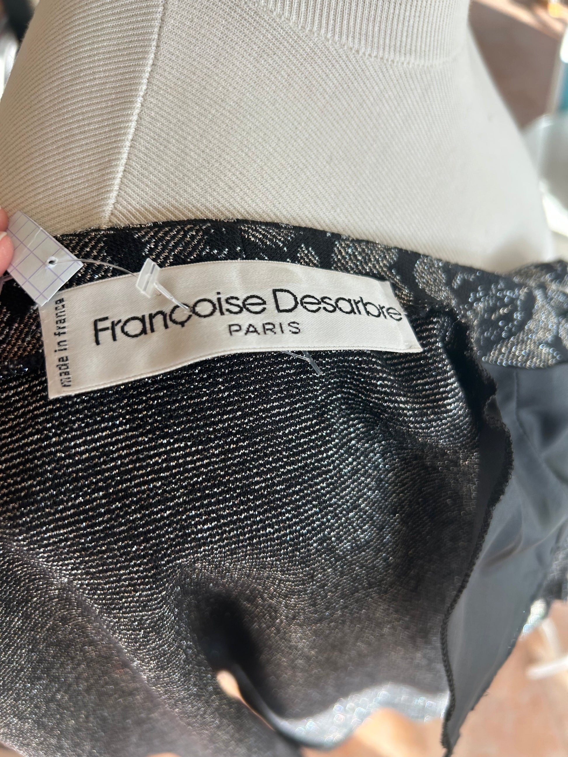 Veste jacquard noir argent pailletée vintage la friperie vintage 25