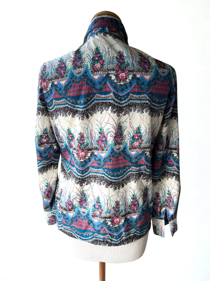 Chemisier vintage motifs floraux psychédéliques 70’s