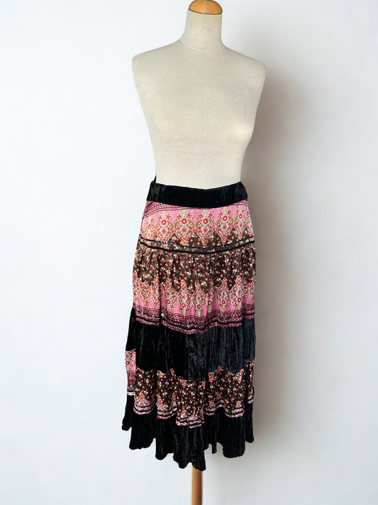 Jupe longue bohème vintage motifs fleurs