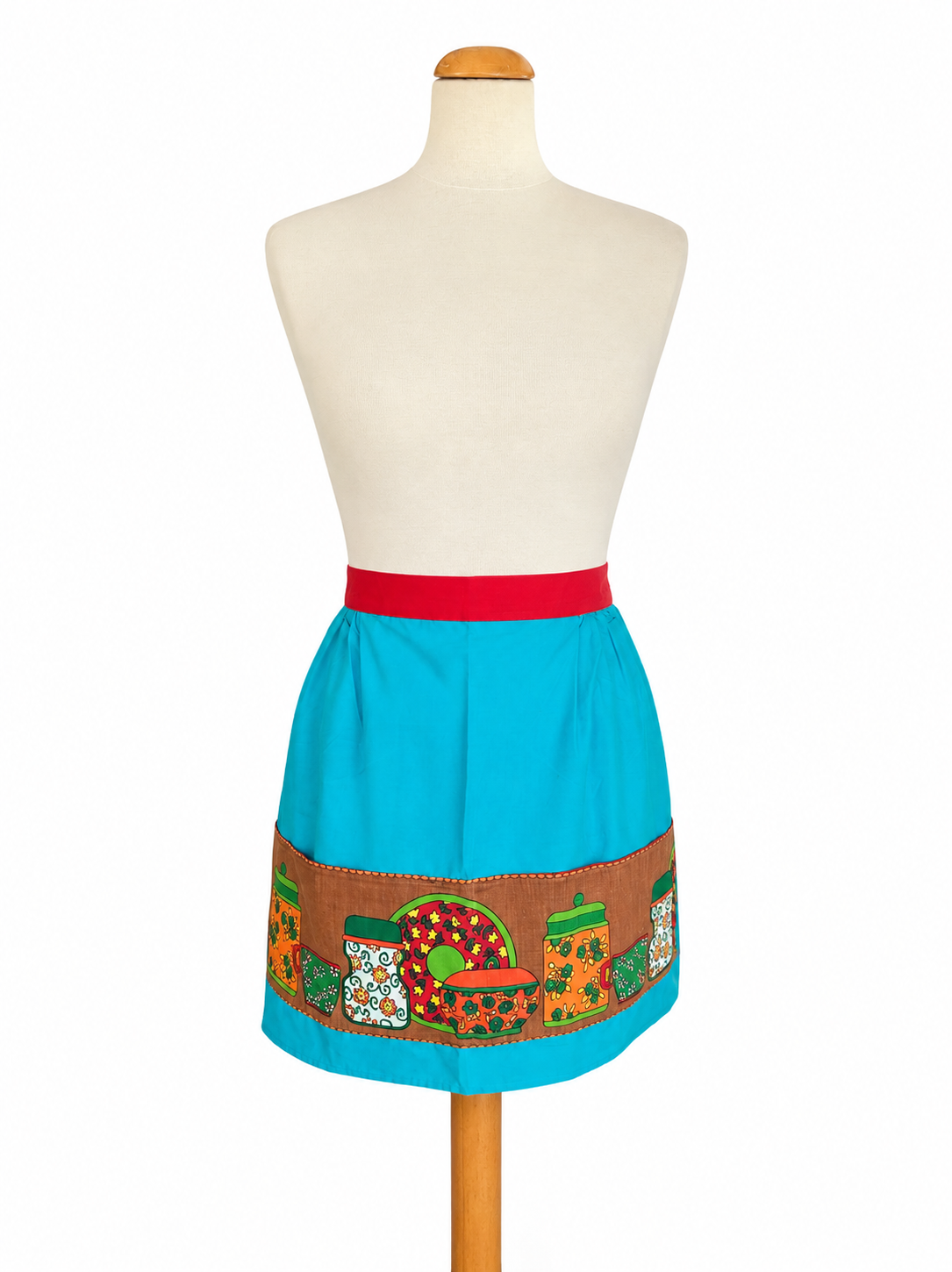 Tablier vintage bleu motifs cuisine