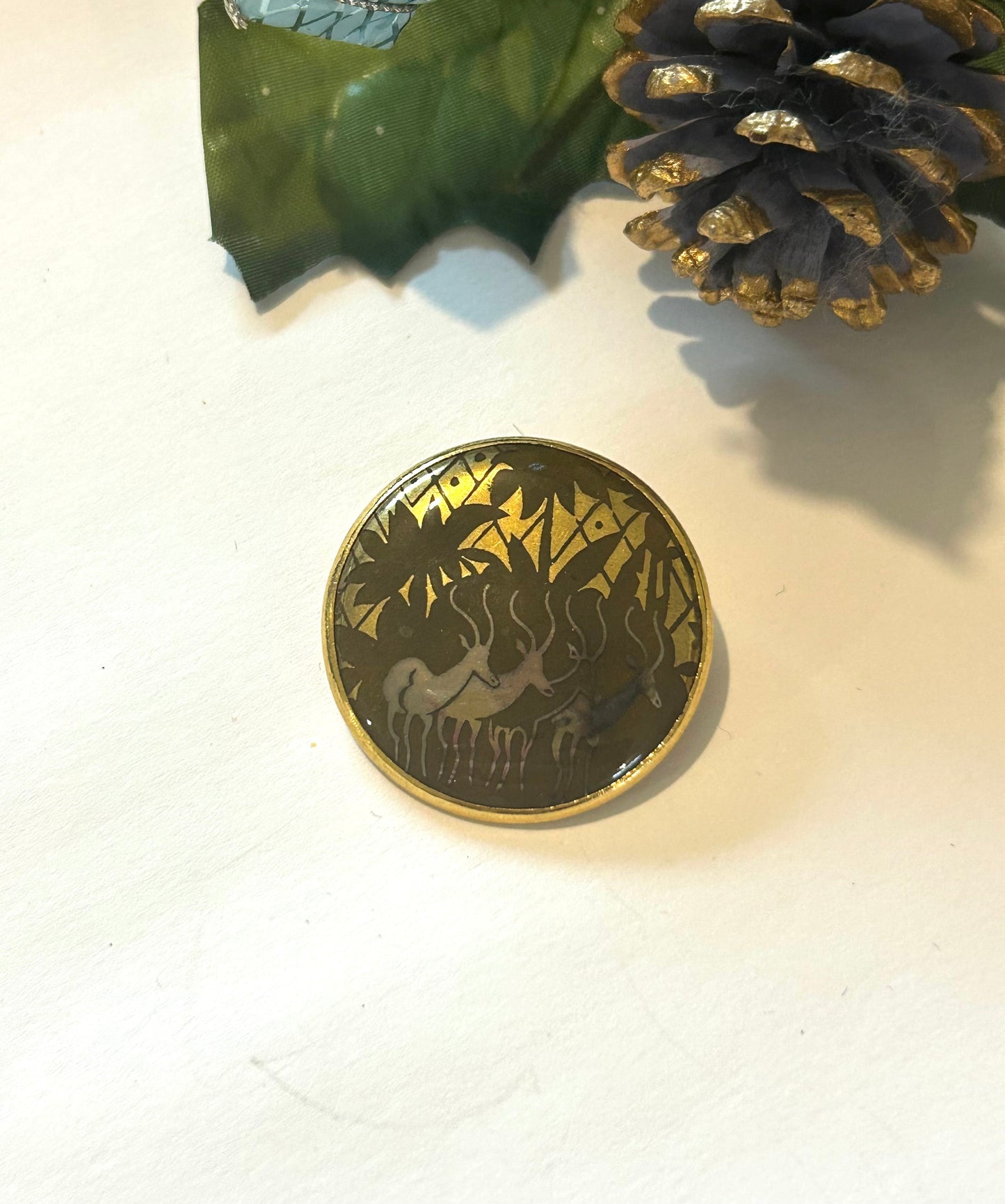 Broche vintage Michel le Brun antilopes la friperie vintage 25