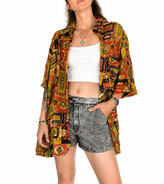 Chemise vintage imprimé graphique multicolore