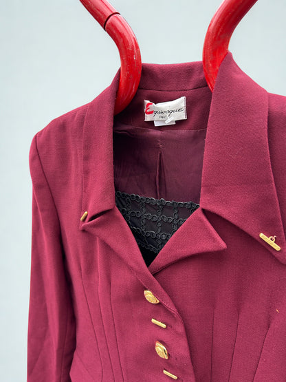 Blazer vintage bordeaux – Laine & polyester la friperie vintage 25