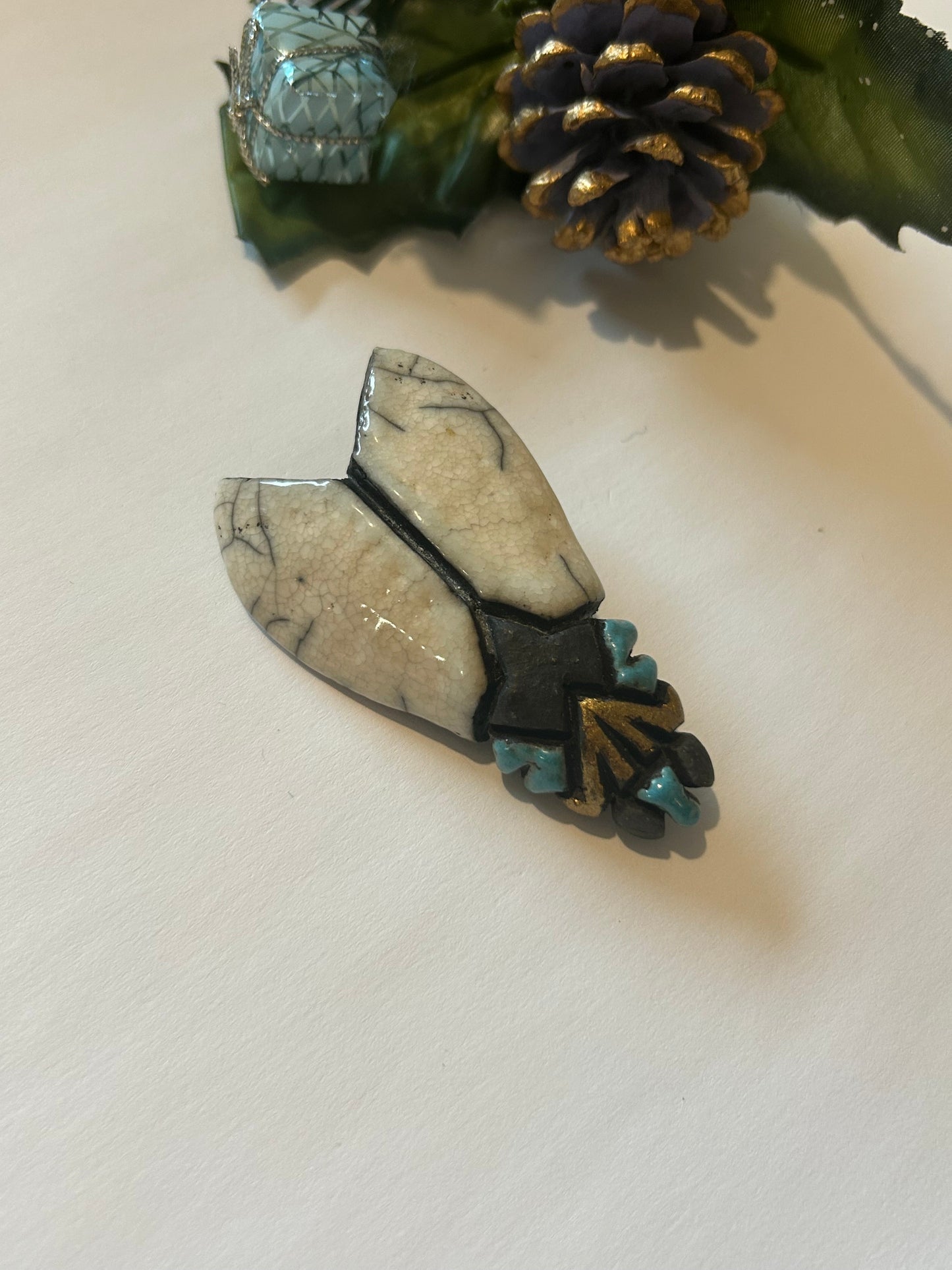 Broche papillon céramique raku la friperie vintage 25