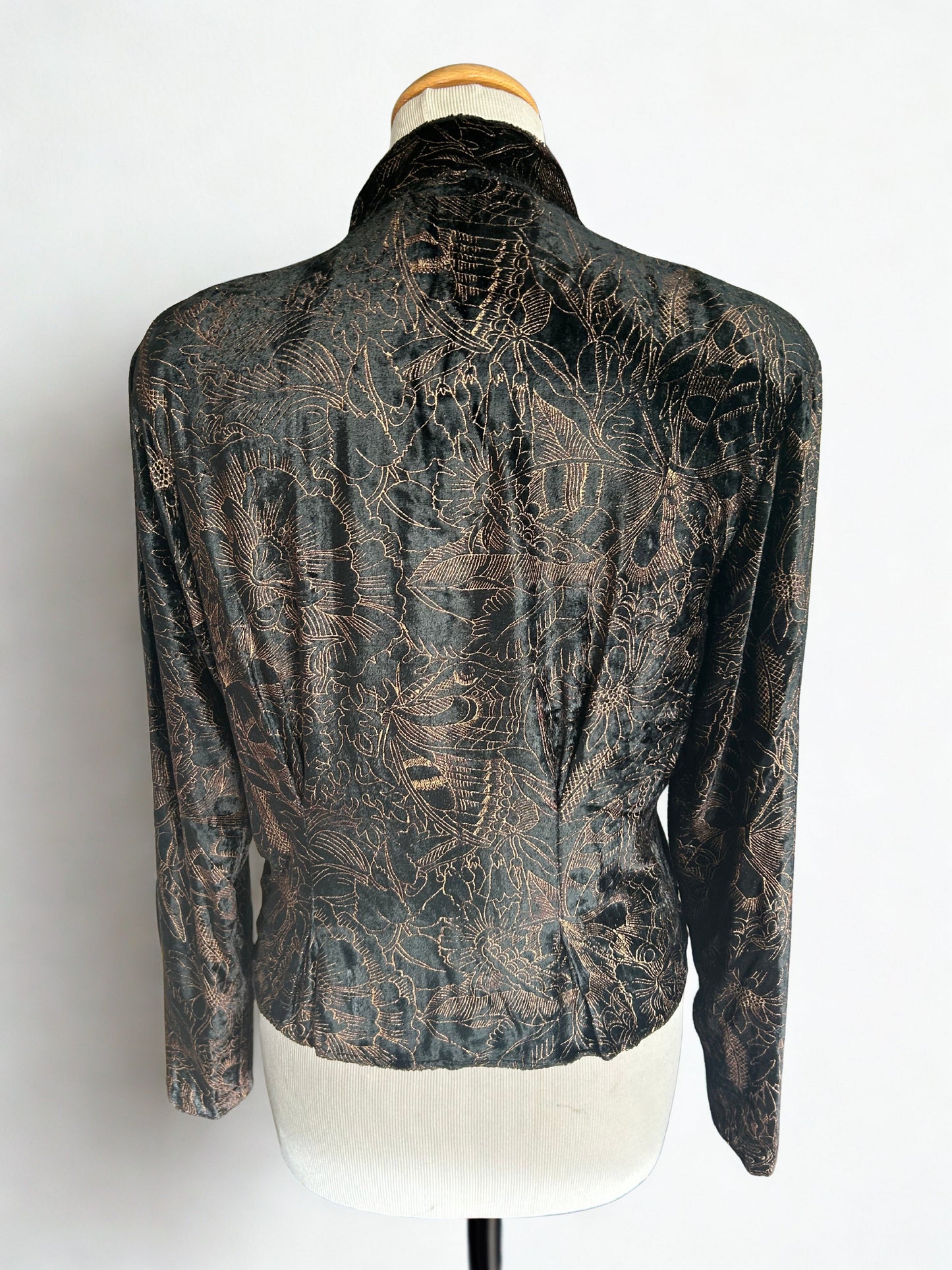 Chemisier vintage velours noir à motifs la friperie vintage 25