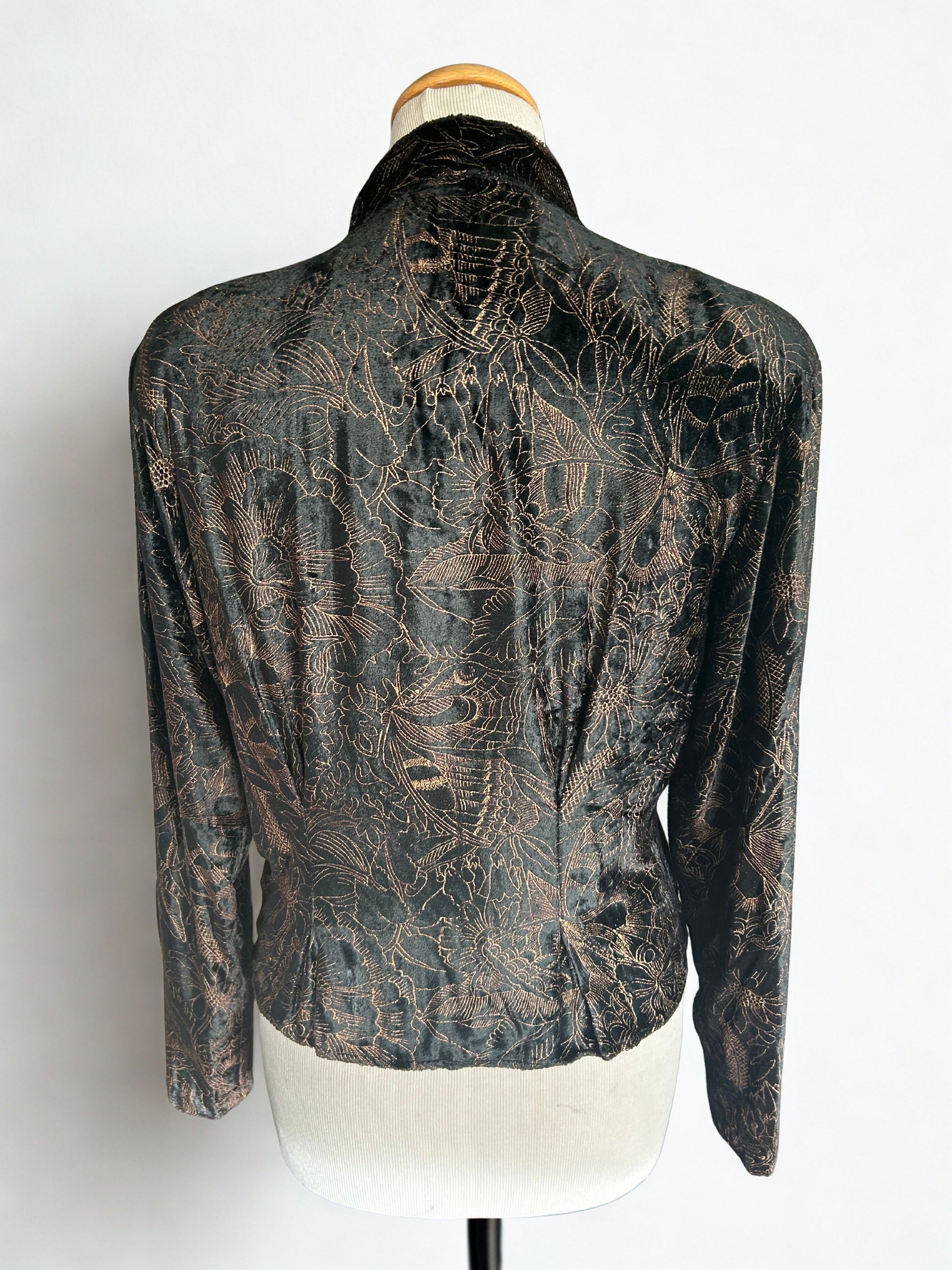 Chemisier vintage velours noir à motifs la friperie vintage 25