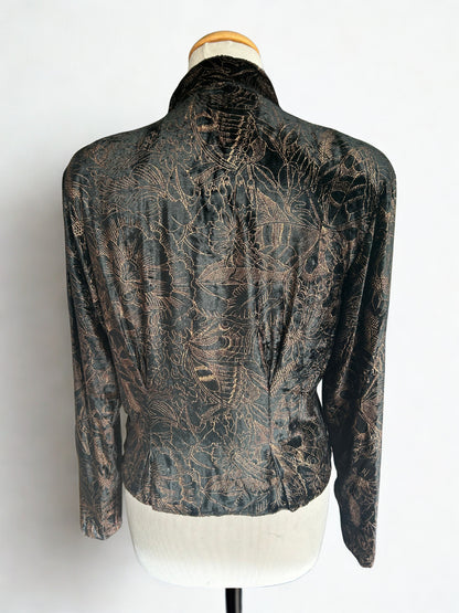 Chemisier vintage velours noir à motifs la friperie vintage 25