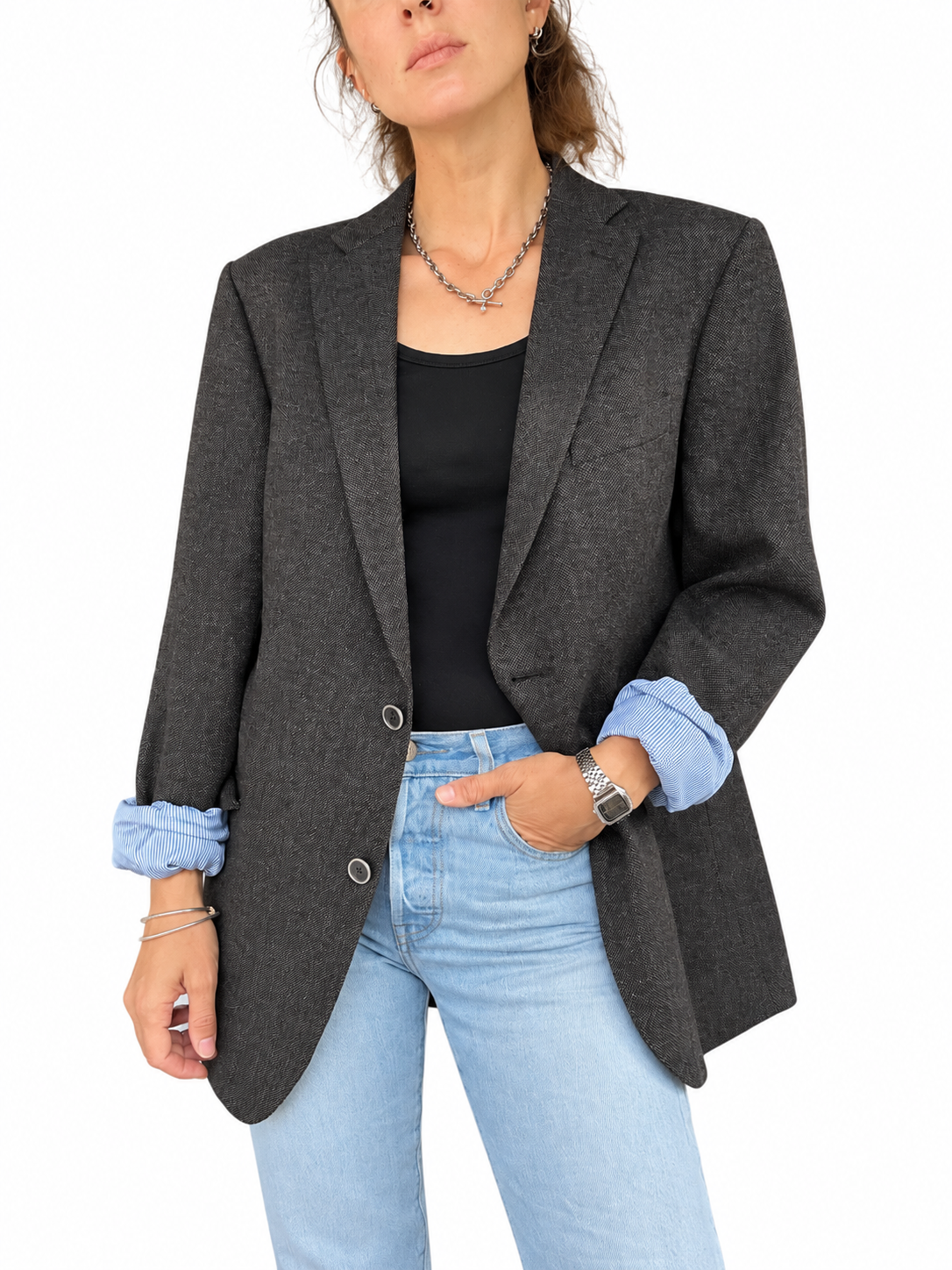 Veste blazer Tommy Hilfiger gris chiné