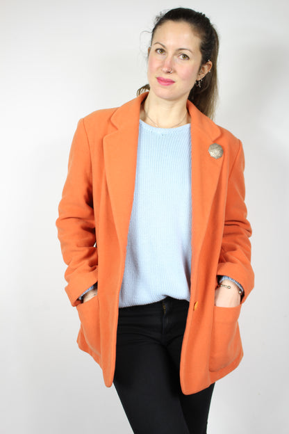 Veste blazer vintage cachemire laine orange 70's la friperie vintage 25