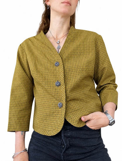 Veste vintage moutarde à carreaux