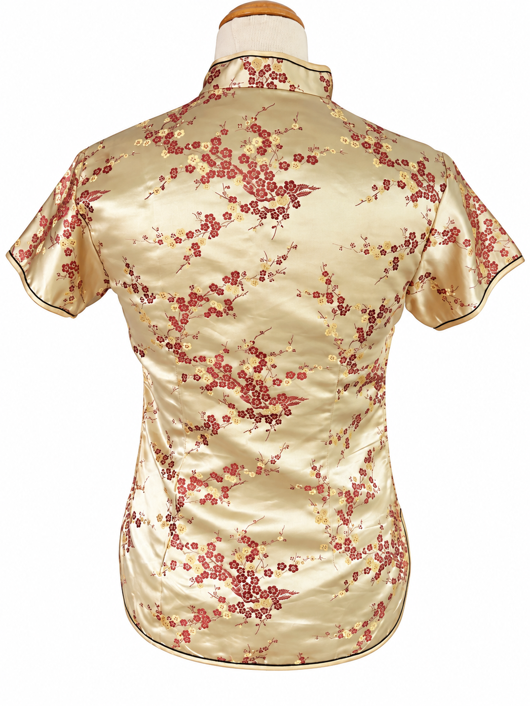 Top chinois vintage doré à fleurs