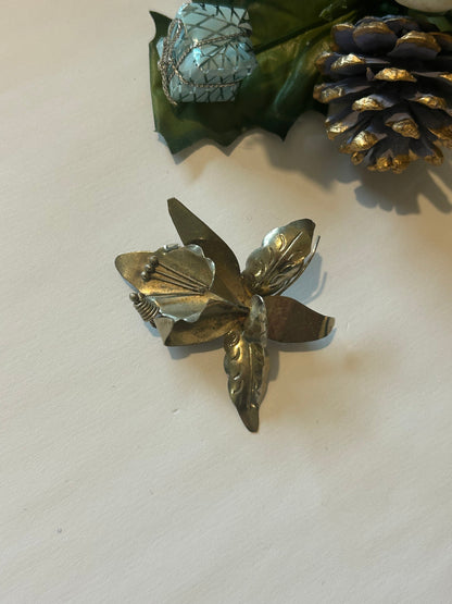Broche fleur feuilles – Argentée – Vintage – Mexico la friperie vintage 25