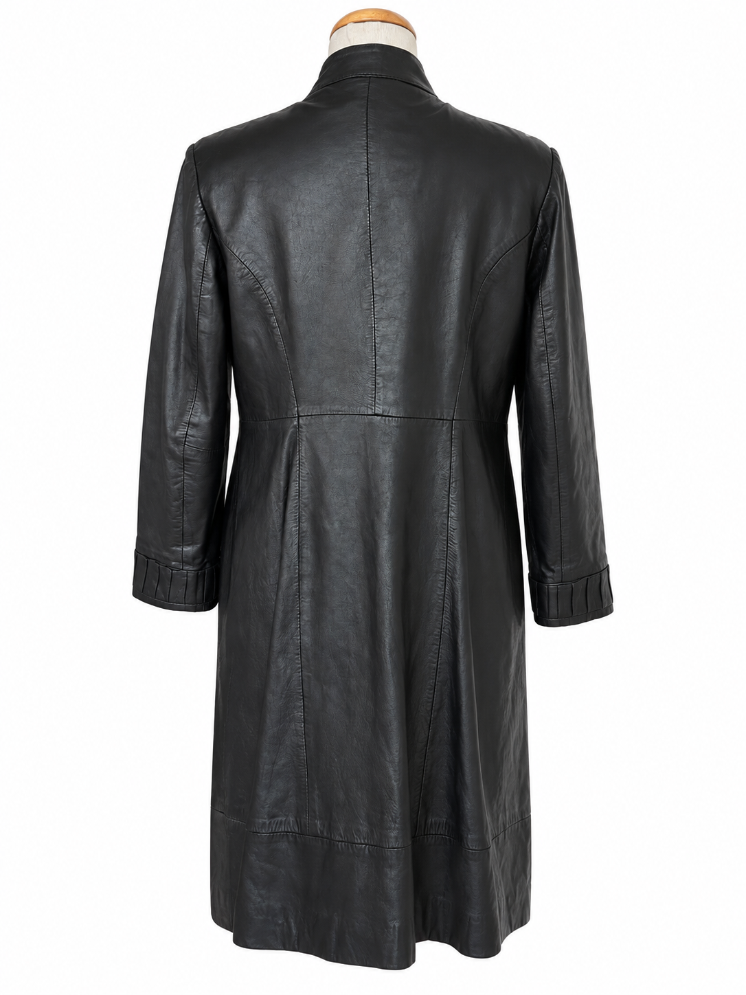 Veste longue vintage cuir noir
