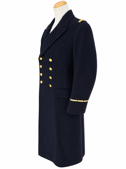 Manteau long vintage de marin bleu marine