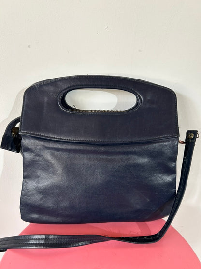 Sac à main vintage cuir bleu marine Lemaire-Gaigeard la friperie vintage 25