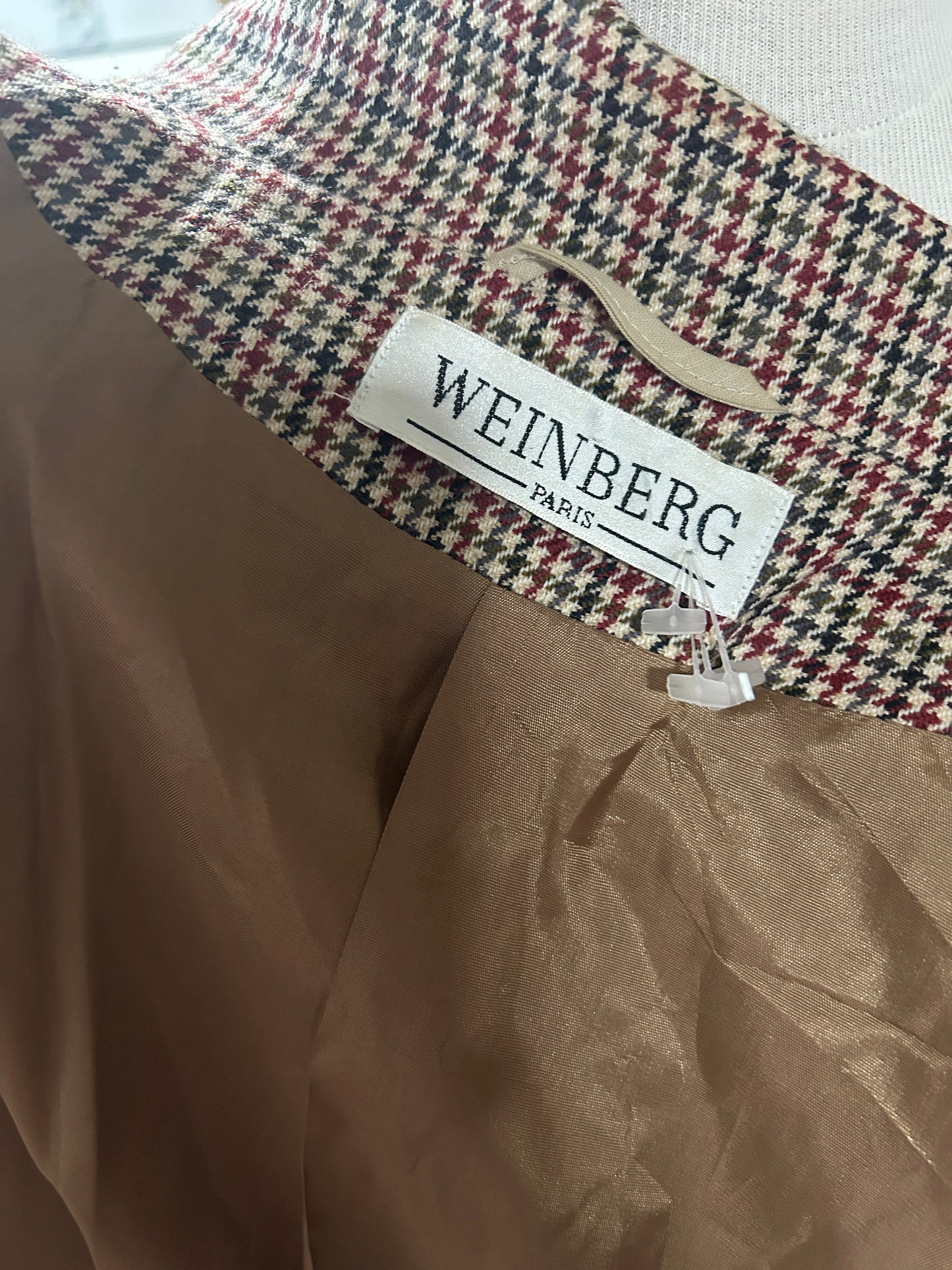 Blazer vintage laine pied de poule marron