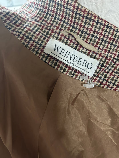 Blazer vintage laine pied de poule marron