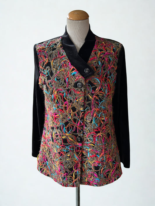 Veste vintage texturé multicolore