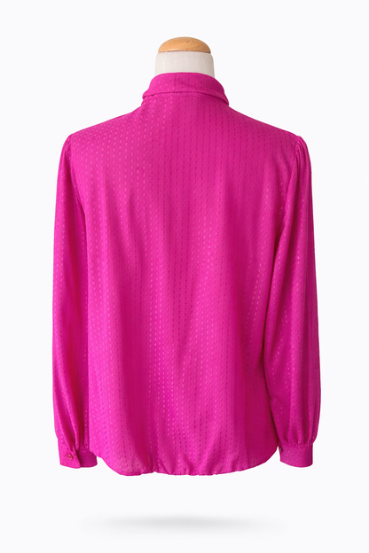Blouse vintage fushia col lavallière