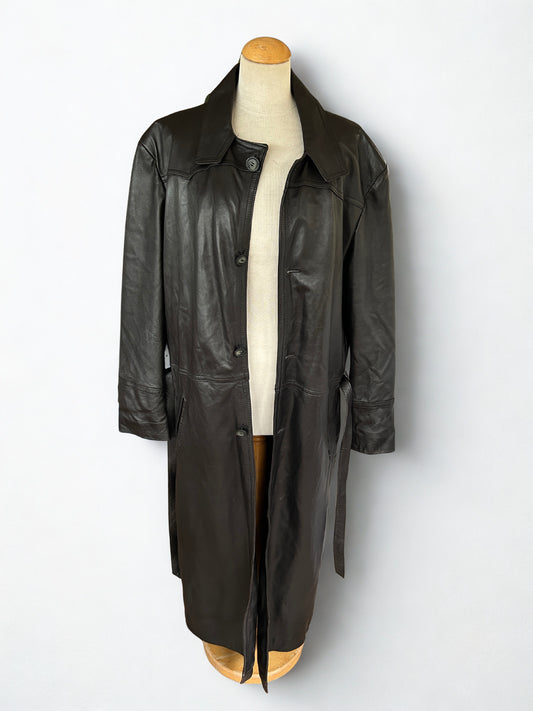 Manteau trench long cuir véritable agneau Angel’s noir – Made in France