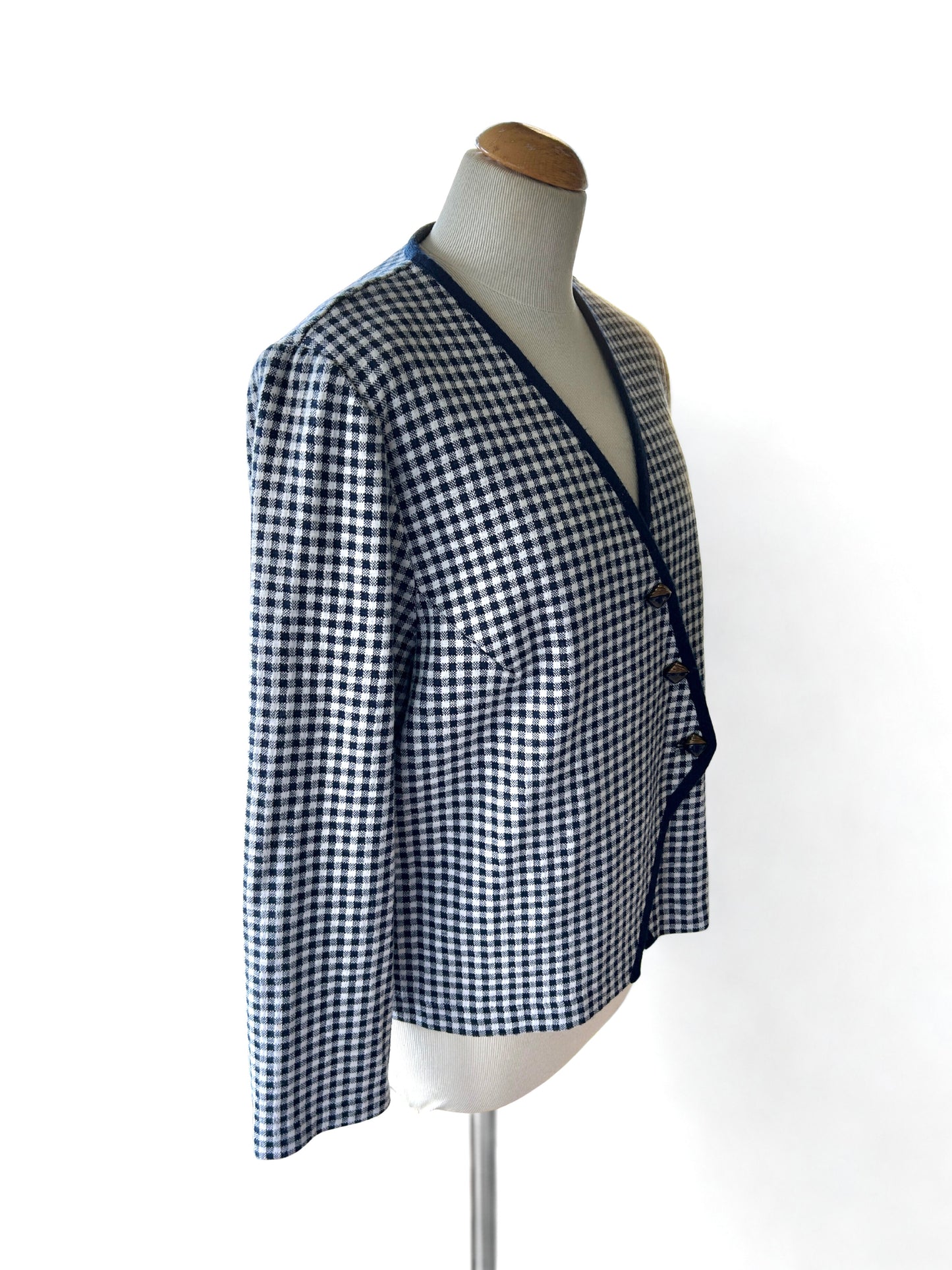 Veste vintage à carreaux bleu et blanc France