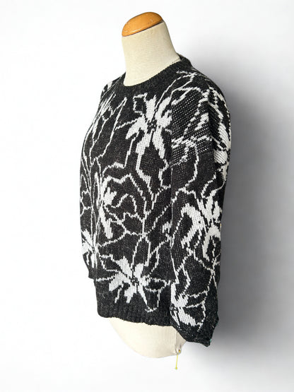 Pull vintage motif graphique noir & blanc