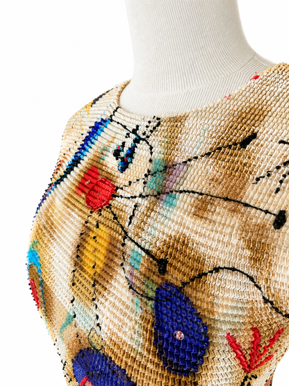Top plissé motifs abstraits