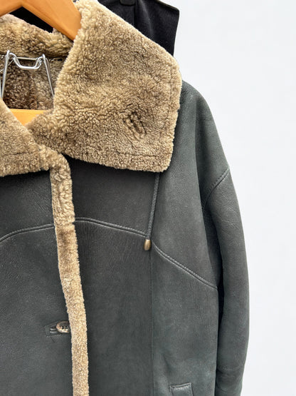 Veste vintage CHRIST en peau lainée gris taupe – made in Germany années 80 la friperie vintage 25