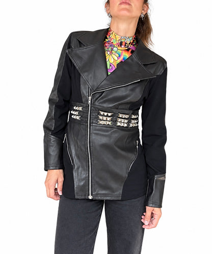 Veste vintage noire clouté simili