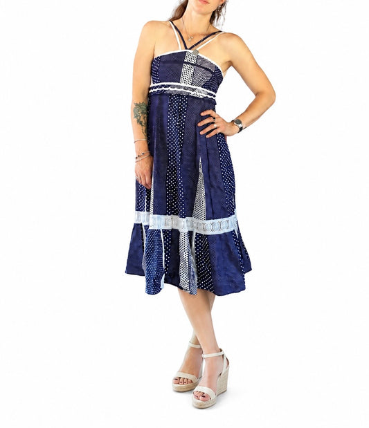 Robe vintage 70 bleu à pois