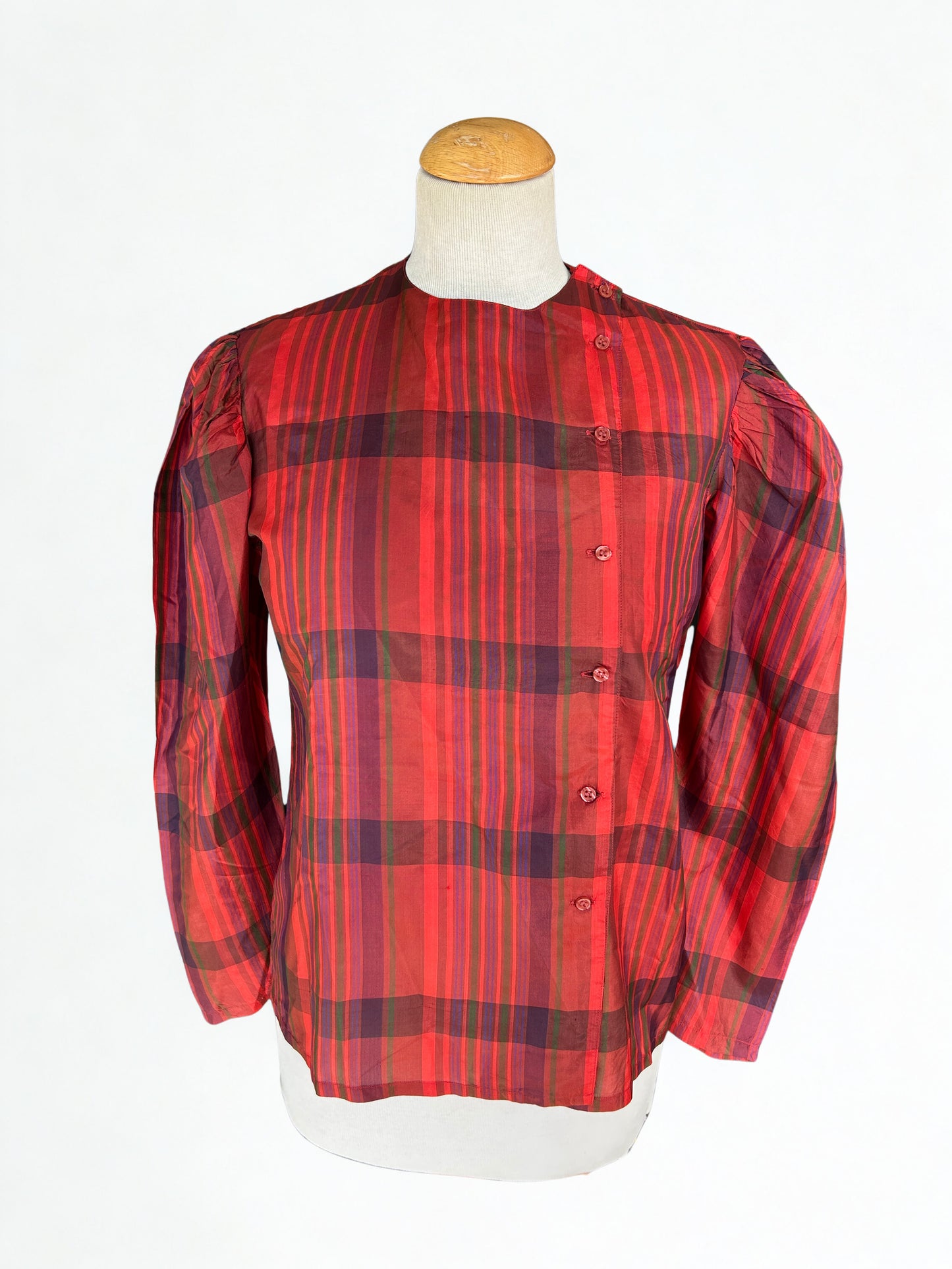 Blouse René Derhy en soie à carreaux