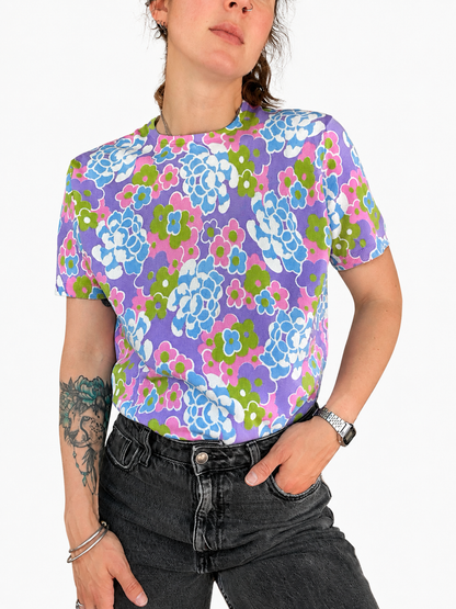 Top vintage imprimé floral psychédélique 70’s