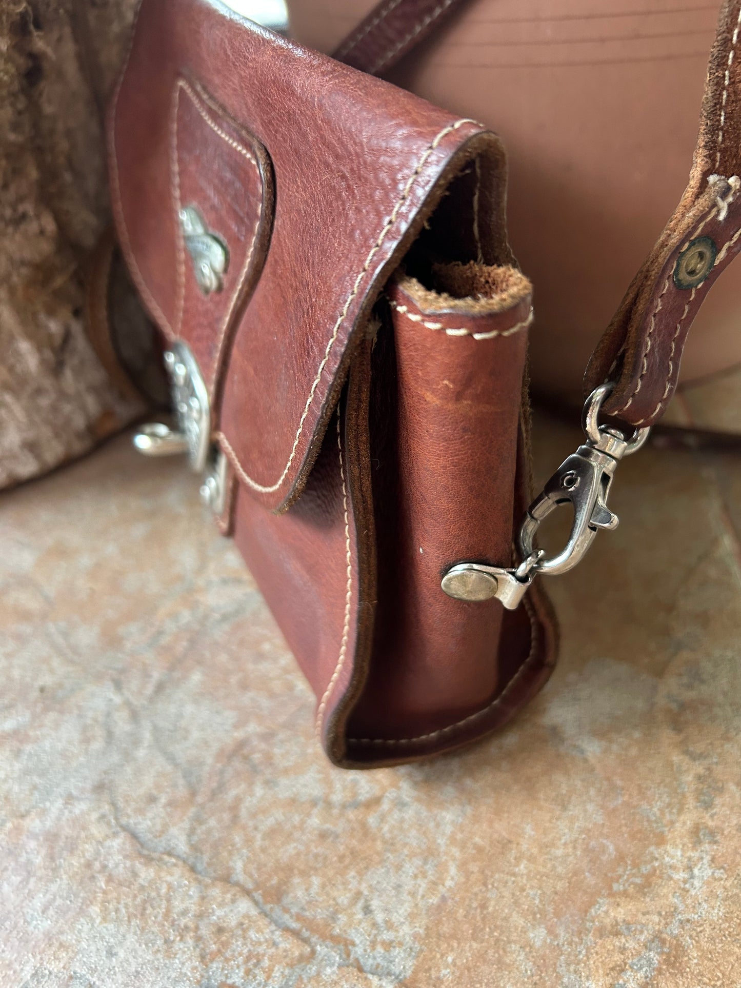 Sac en cuir marron western la friperie vintage 25