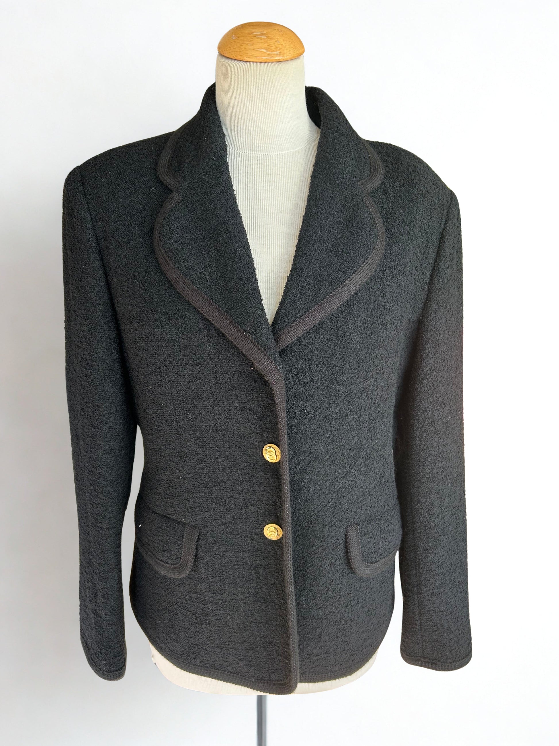 Veste blazer vintage noire laine la friperie vintage 25