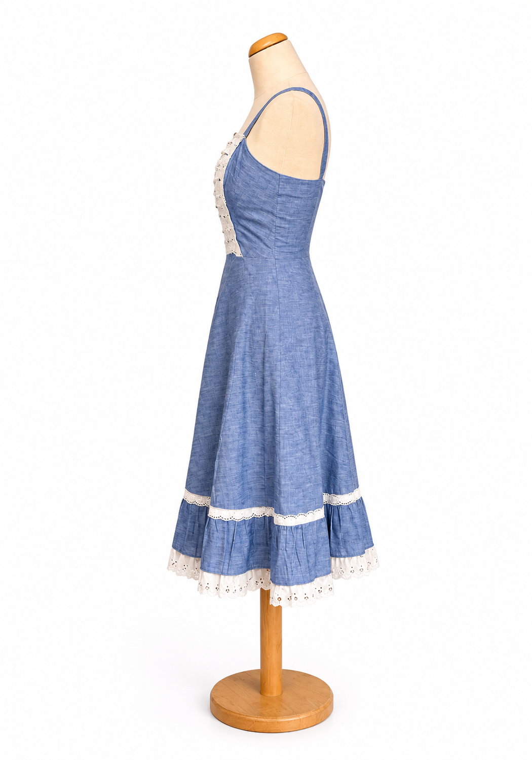 Robe vintage 70 bretelles et dentelles